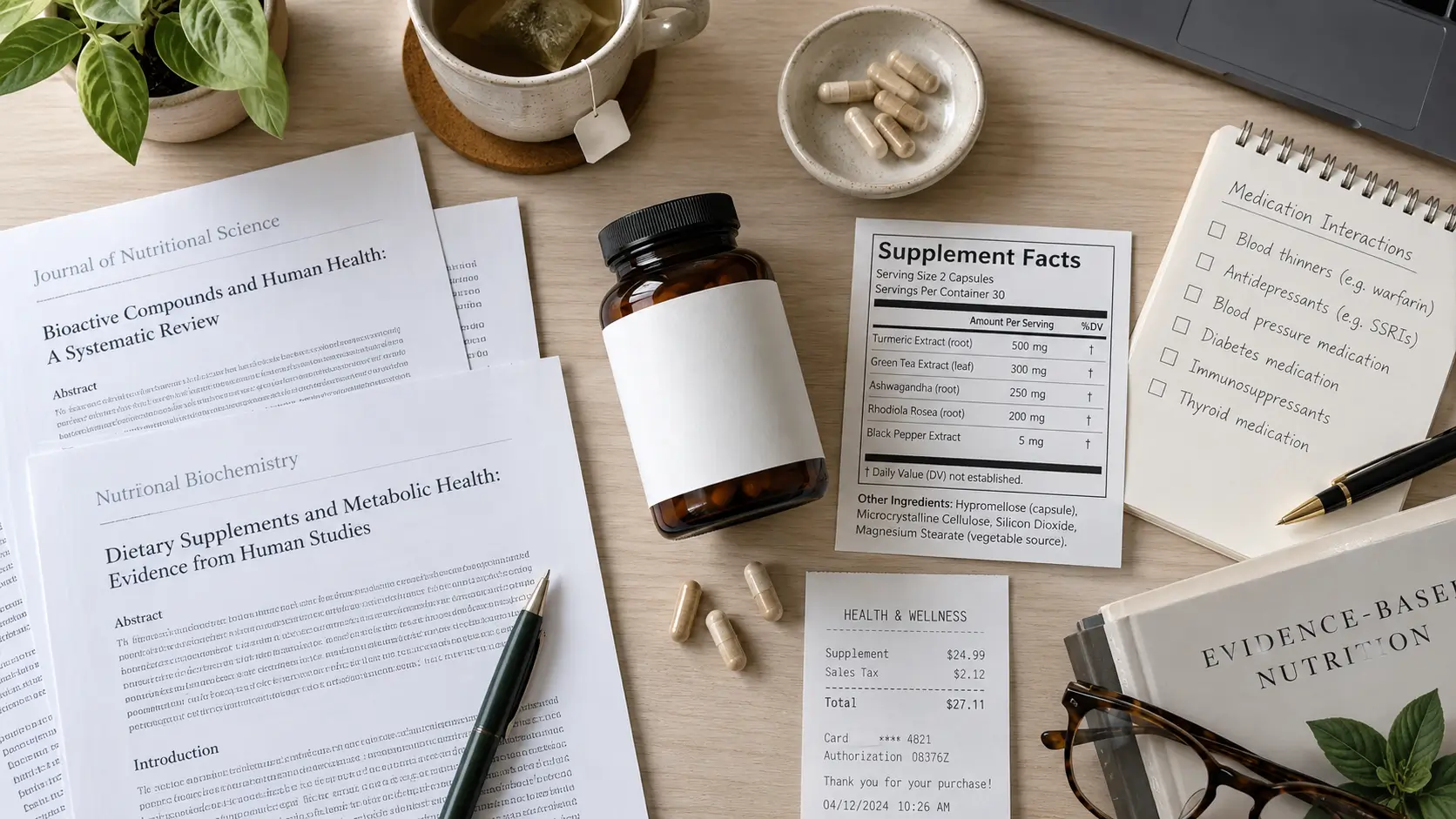 Weight-management supplement checklist for ingredients, evidence, safety and checkout terms